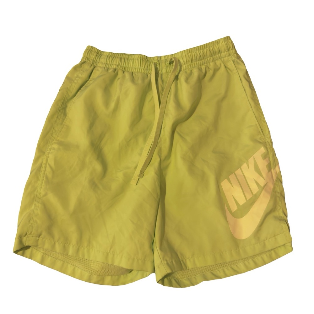 Nike Lime Green Athletic Swim Shorts with Logo
